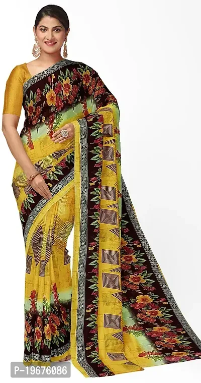 Women Stylish Georgette Printed Saree with Blouse piece