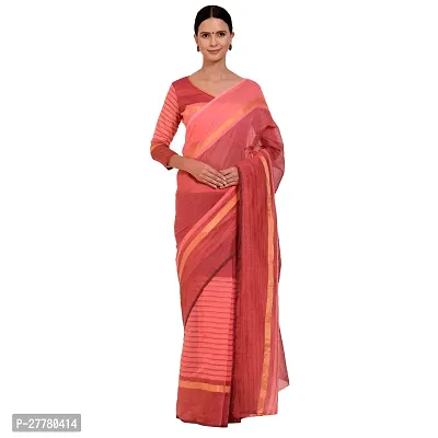 Stylish Cotton Silk Pink Printed Saree With Blouse Piece For Women