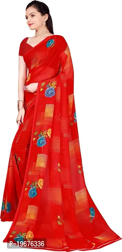 Women Stylish Georgette Printed Saree with Blouse piece-thumb3