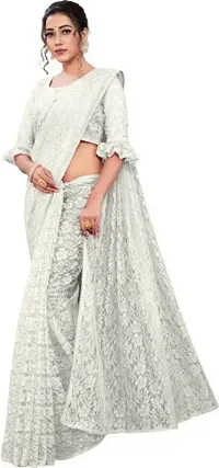 Women Stylish Net Self Pattern Saree with Blouse piece-thumb4