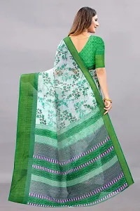 Stylish Green Cotton Silk Saree With Blouse Piece For Women-thumb2