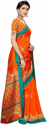 Women Stylish Art Silk Printed Saree with Blouse piece-thumb1