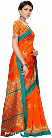 Women Stylish Art Silk Printed Saree with Blouse piece-thumb2