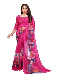 Stylish Georgette Multicoloured Printed Saree With Blouse Piece For Women Pack Of 2-thumb1