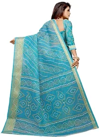 Stylish Blue Cotton Silk Saree With Blouse Piece For Women-thumb3