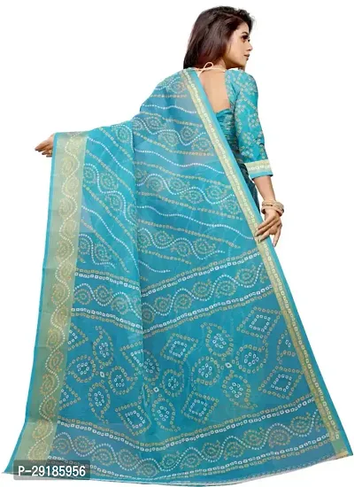 Stylish Blue Cotton Silk Saree With Blouse Piece For Women-thumb4