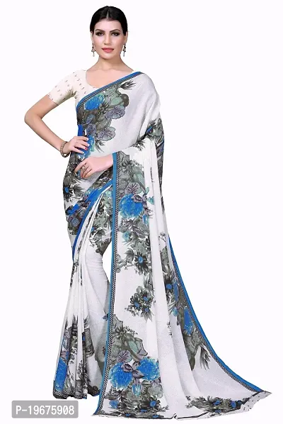 Women Stylish Georgette Printed Saree with Blouse piece-thumb0