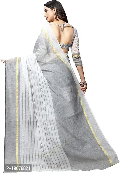 Women Stylish Cotton Silk Striped Saree with Blouse piece-thumb2