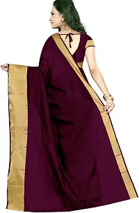 Women Stylish Cotton Silk Solid Saree with Blouse piece-thumb1