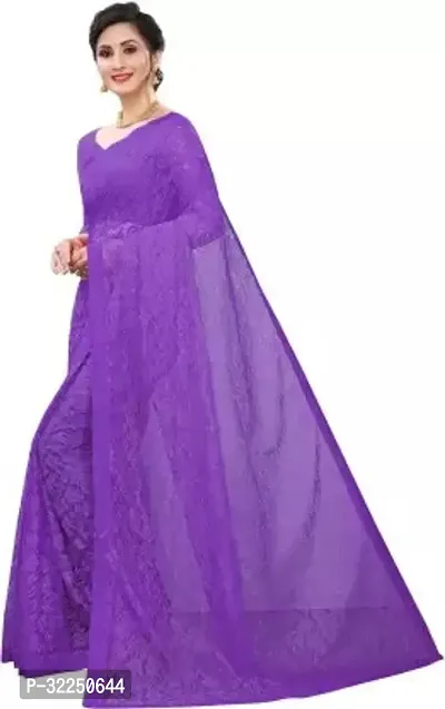 Stylish Purple Cotton Silk Solid Saree with Blouse piece For Women-thumb2