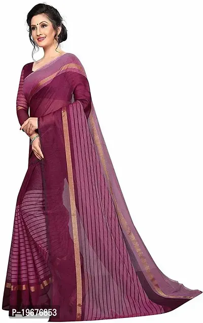 Women Stylish Cotton Silk Striped Saree with Blouse piece-thumb3