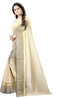 Women Stylish Cotton Silk Self Pattern Saree with Blouse piece-thumb2