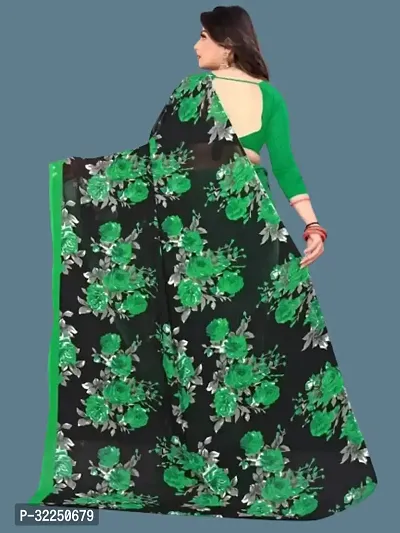 Stylish Green Cotton Silk Printed Saree with Blouse piece For Women-thumb3