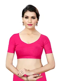 Stylish Pink Cotton Silk Saree with Blouse piece For Women-thumb1