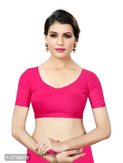 Stylish Pink Cotton Silk Saree with Blouse piece For Women-thumb2