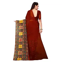 SAADHVI Women's Maroon Georgette Abstract Print Printed Saree With Unstithed Blouse(FL-Georgette55, Free Size) | Free Size-thumb2