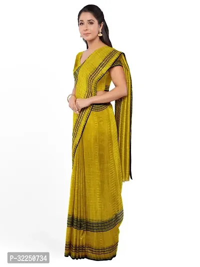 Stylish Yellow Cotton Silk Solid Saree with Blouse piece For Women-thumb3