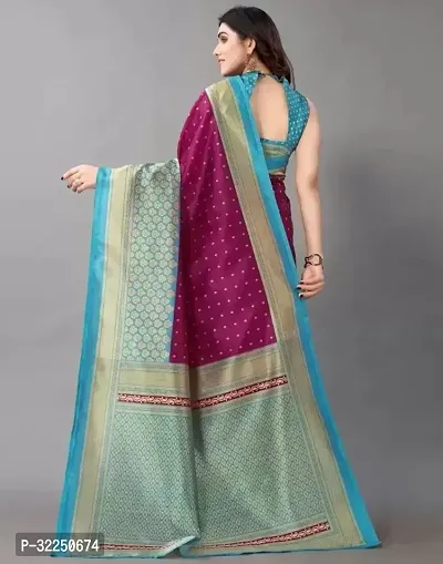 Stylish Purple Cotton Silk Printed Saree with Blouse piece For Women-thumb3