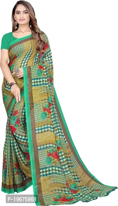 Women Stylish Georgette Printed Saree with Blouse piece-thumb0