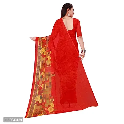 SAADHVI Women's Red Georgette Graphic Print Printed Saree With Unstithed Blouse(FL-Georgette16, Free Size) | Free Size-thumb3