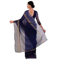 Stylish Cotton Silk Blue Printed Saree With Blouse Piece For Women-thumb1