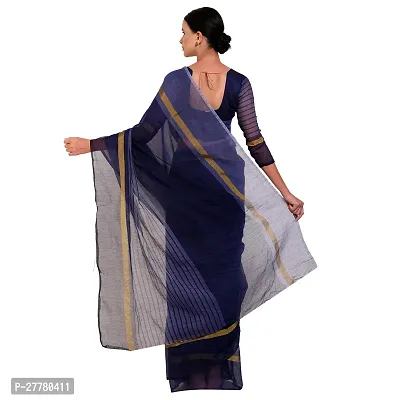 Stylish Cotton Silk Blue Printed Saree With Blouse Piece For Women-thumb2