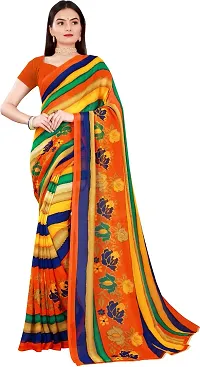 Women Stylish Georgette Striped Saree with Blouse piece-thumb4