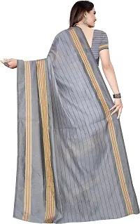 Women Stylish Cotton Silk Striped Saree with Blouse piece-thumb2