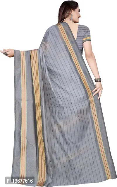 Women Stylish Cotton Silk Striped Saree with Blouse piece-thumb3