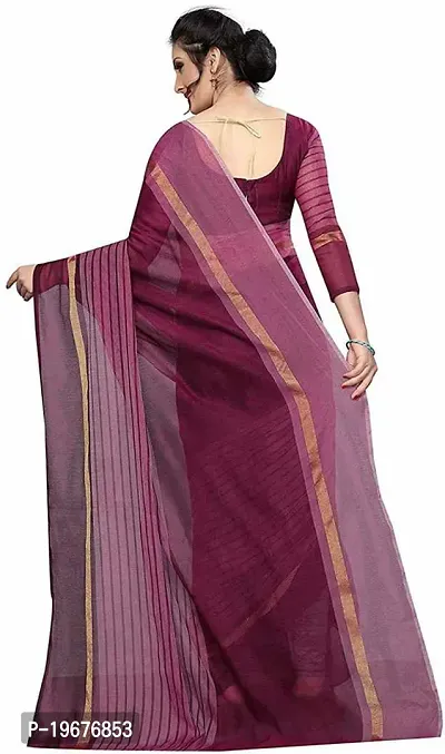 Women Stylish Cotton Silk Striped Saree with Blouse piece-thumb2