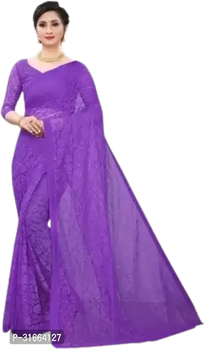 Elegant Purple Cotton Silk Saree with Blouse piece For Women