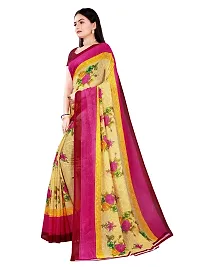 SAADHVI Women's Beige and Pink Georgette Floral Printed Saree With Unstitched Blouse(FL-Georgette89) | Free Size-thumb1