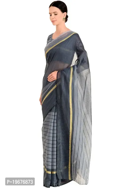 Women Stylish Cotton Silk Striped Saree with Blouse piece-thumb3