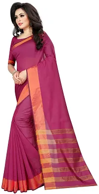 Women Stylish Cotton Silk Solid Saree with Blouse piece-thumb1