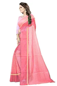 Stylish Cotton Silk Pink Printed Saree With Blouse Piece For Women-thumb1