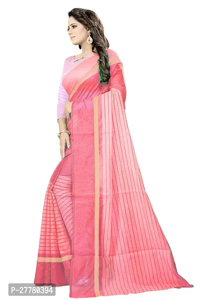 Stylish Cotton Silk Pink Printed Saree With Blouse Piece For Women-thumb2