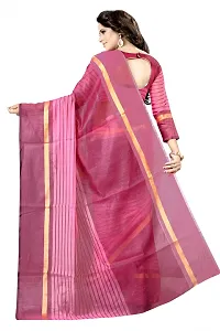 SAADHVI Women's Pink Cotton Silk Striped Saree With Blouse(FL-IF-Rustom Rani) | Free Size-thumb1