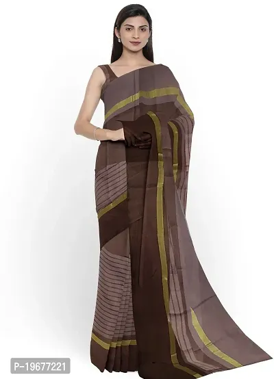 Women Stylish Cotton Silk Striped Saree with Blouse piece-thumb0