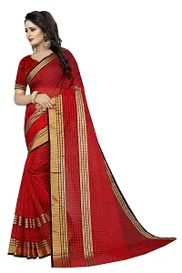 Stylish Cotton Silk Red Printed Saree With Blouse Piece For Women-thumb3