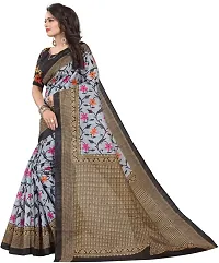 Women Stylish Art Silk Printed Saree with Blouse piece-thumb2