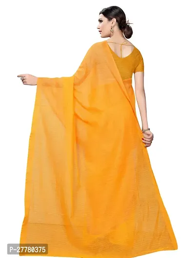 Stylish Cotton Silk Yellow Saree With Blouse Piece For Women-thumb2