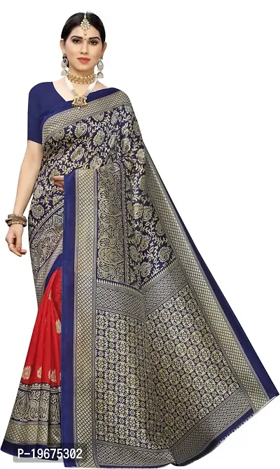 Women Stylish Art Silk Printed Saree with Blouse piece-thumb0