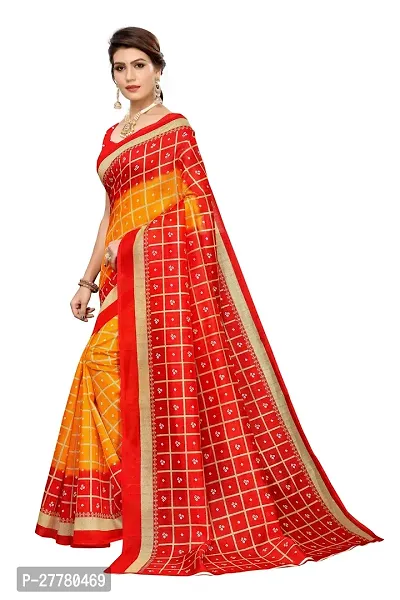 Stylish Art Silk Yellow Printed Saree With Blouse Piece For Women-thumb2