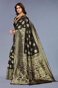 Stylish Black Art Silk Printed Saree with Blouse piece For Women-thumb2