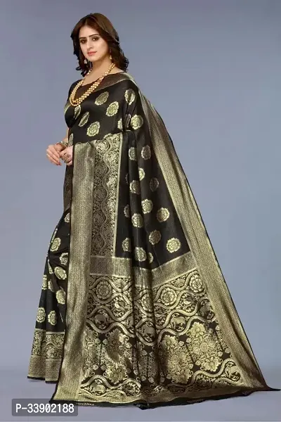 Stylish Black Art Silk Printed Saree with Blouse piece For Women-thumb3