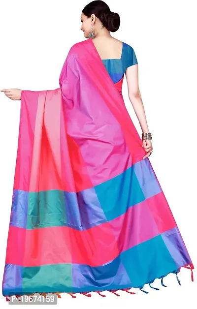 Women Stylish Cotton Silk Checked Saree with Blouse piece-thumb3