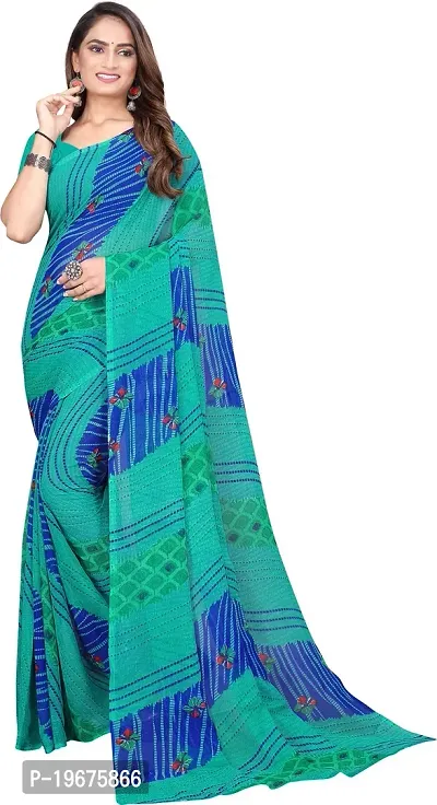 Women Stylish Georgette Printed Saree with Blouse piece-thumb0