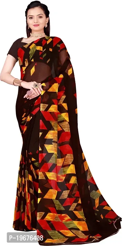 Women Stylish Georgette Printed Saree with Blouse piece