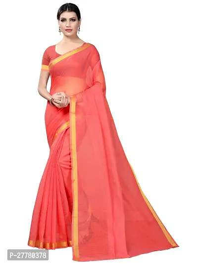 Stylish Art Silk Peach Saree With Blouse Piece For Women-thumb0