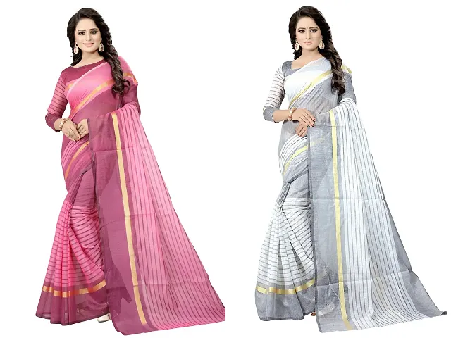 Trending Cotton Silk Saree with Blouse piece 